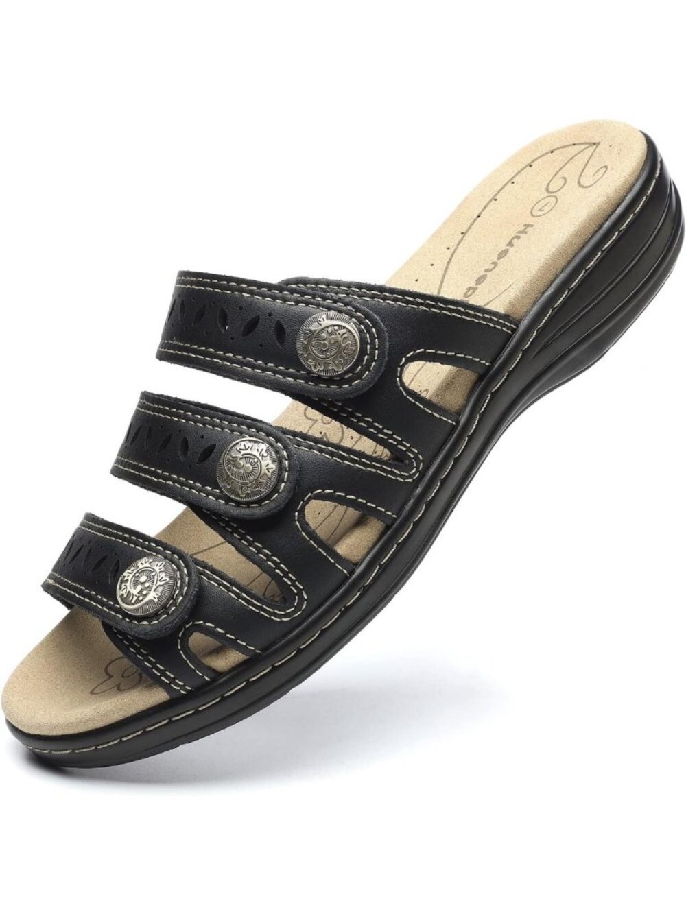 Stylish Women's Lightweight Leather Slide Sandals - Cute Casual Walking Slippers
